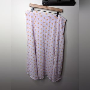 Roolee light Lavender Midi Skirt with Orange Floral Print | Size XL